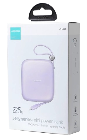 Powerbank 10000mAh Jelly Series 22.5W z wbudowanym kablem Lightning fioletowy JR-L003