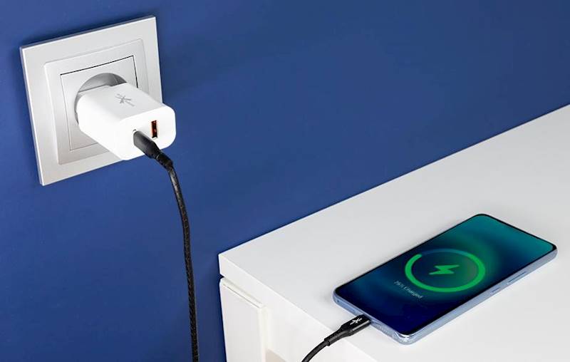 Kabel wzmocniony  Typ-C USB-C 1m iPhone Lightning czarny 069024