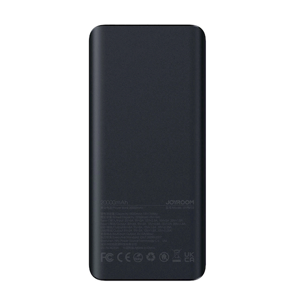 Powerbank Joyroom JR-PBF02 30W 20000mAh + kabel USB-A - USB-C0.25m - czarny 