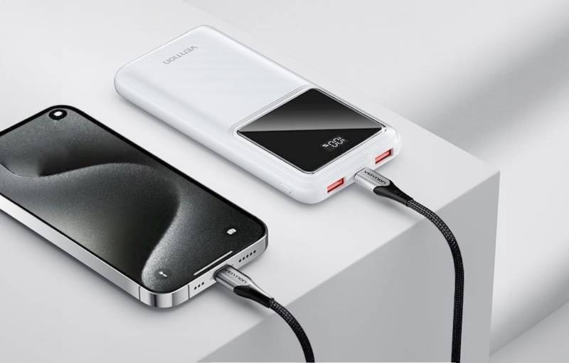 Powerbank, Vention, FHKW0, 10000mAh, Micro-USB, USB-C, 2xUSB-A, 22.5W (biały)
