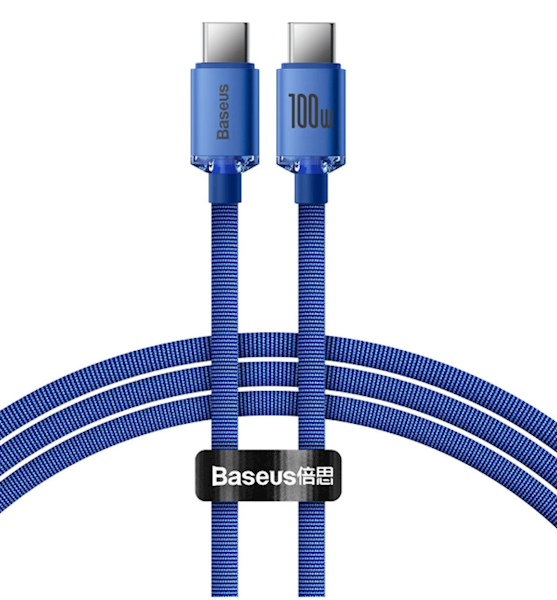 Kabel Baseus  USB-C - USB-C PD 100W 5A 480Mb/s 1,2m - niebieski
