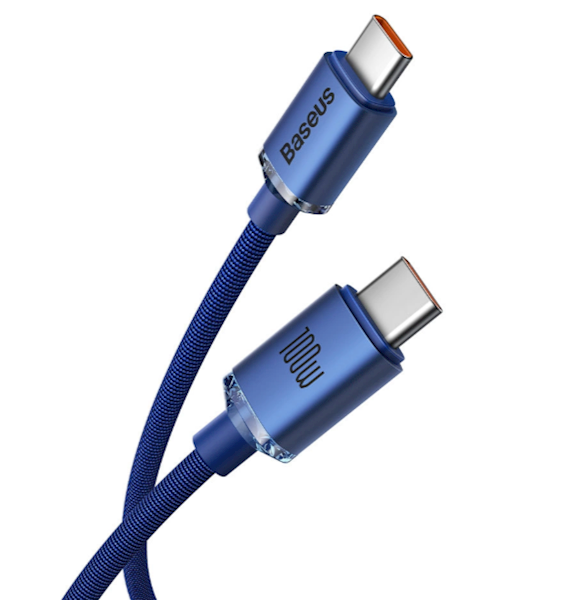 Kabel Baseus  USB-C - USB-C PD 100W 5A 480Mb/s 1,2m - niebieski