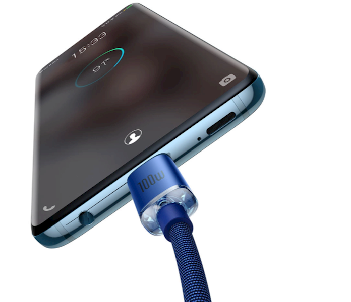 Kabel Baseus  USB-C - USB-C PD 100W 5A 480Mb/s 1,2m - niebieski
