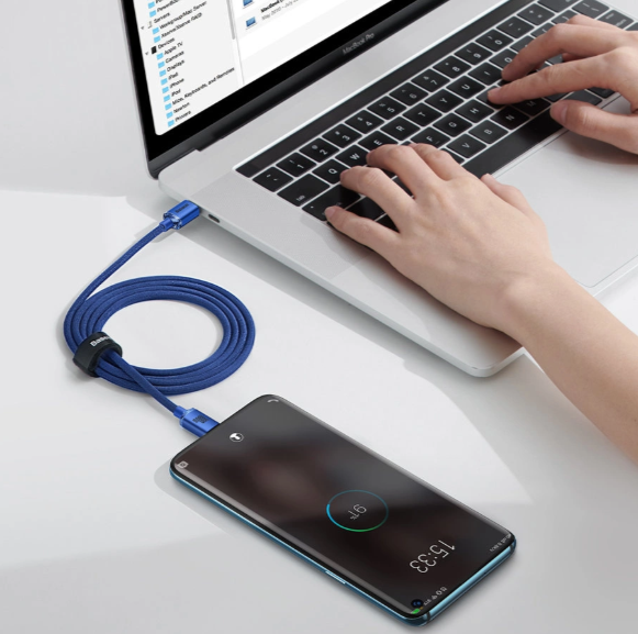 Kabel Baseus  USB-C - USB-C PD 100W 5A 480Mb/s 1,2m - niebieski