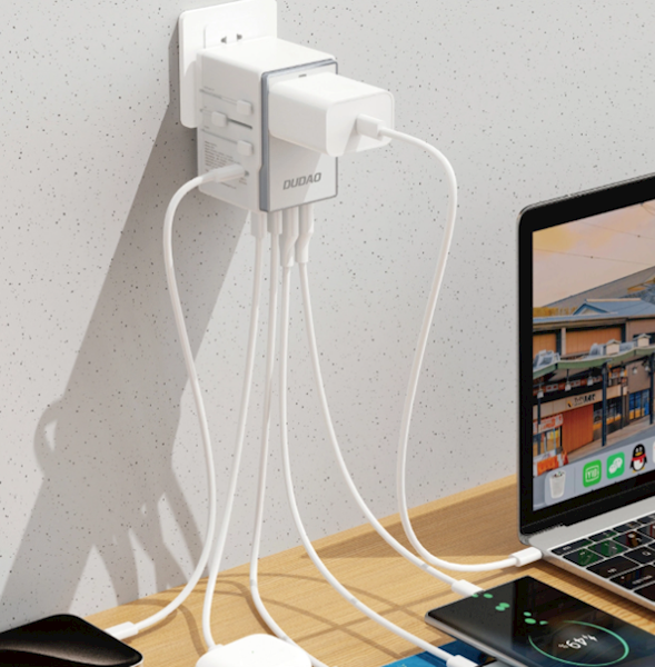 Adapter podróżny Dudao A35Pro 35W EU / UK / AUS / US / JP 3x USB-C 2x USB-A - biały