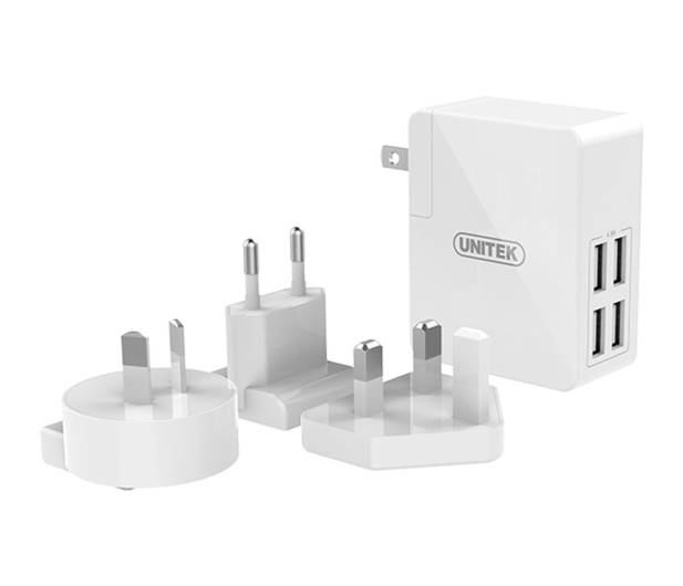 Unitek Y-PW10001 zasilacz sieciowy 4x USB EU/US/UK