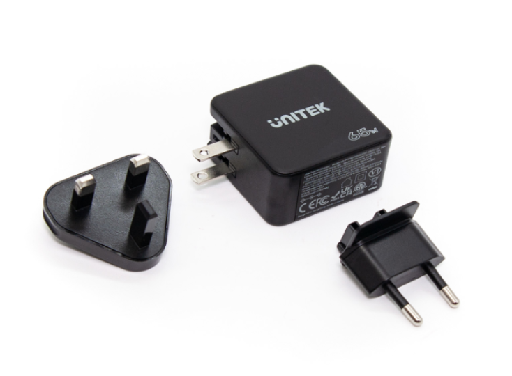 Ładowarka podróżna Unitek GaN 1x USB, 2x USB-C 65W QC EU + UK