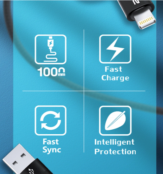 Kabel Wozinsky WNBAA 4w1 2x USB-C 1x USB-A 1x Lightning 60W 1 m - czarny