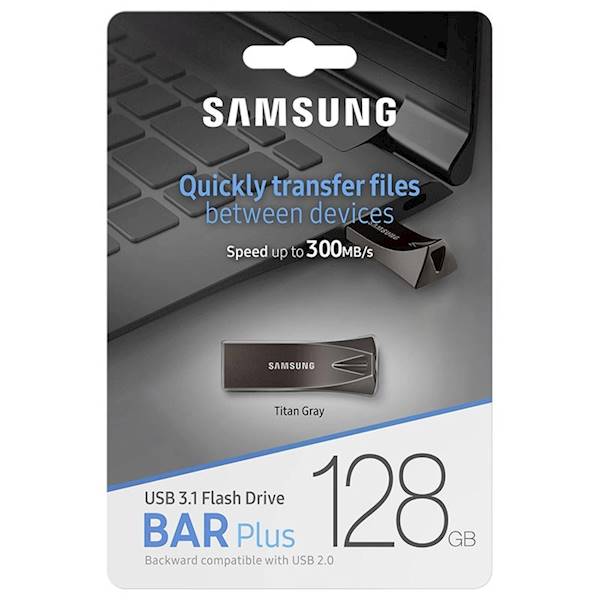 Samsung 128GB BAR Plus Titan Gray USB 3.1 [128GB | USB 3.1 | Odczyt do 400 MB/s ]