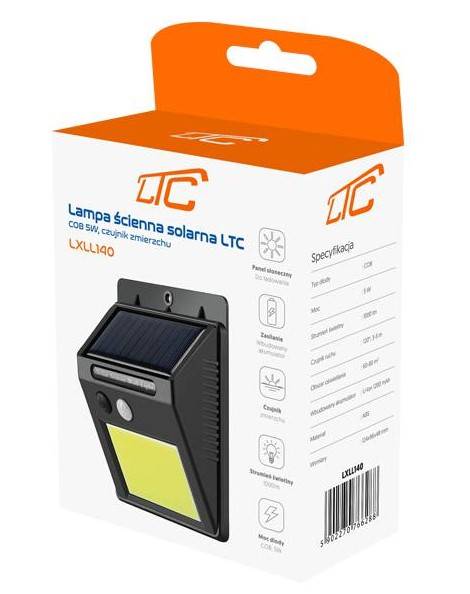 Lampa solarna LTC COB 5 W, 1000 lm, czujnik ruchu 