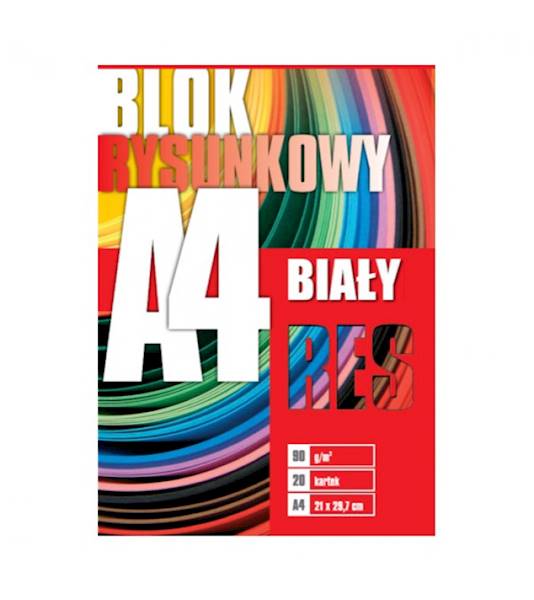 Blok rysunkowy biały A4 90g/m2 RES 20 kartek