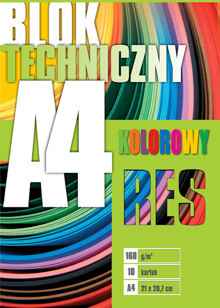 Blok techniczny kolor A4 RES 10 kartek
