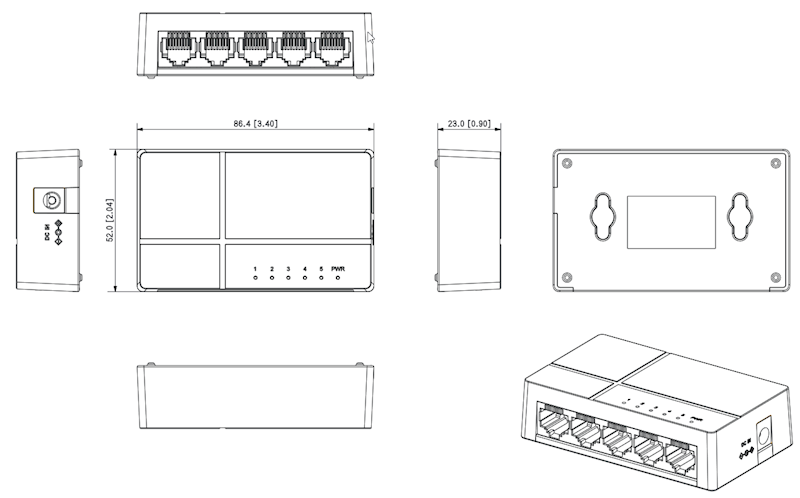 Switch Gigabit, 5-port Dahua PFS3005-5GT-L