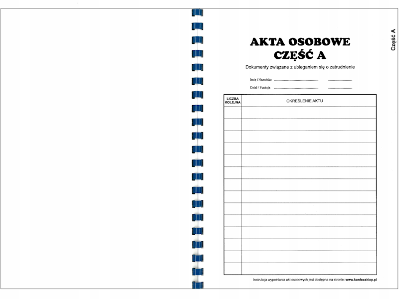 TECZKA DO AKT OSOBOWYCH  Z INSTRUKCJĄ 02