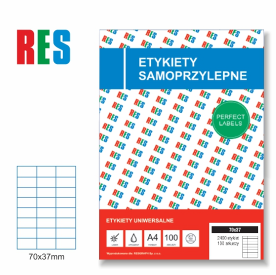 Etykieta A4  70x37 100szt -Res-1opk