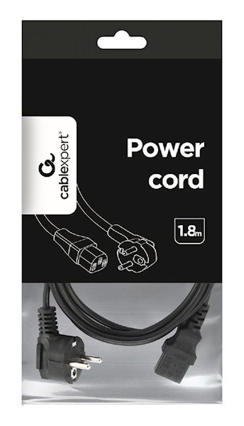 Kabel zasilający GEMBIRD PC-186 (C13 / IEC C13 / IEC 320 C13 - Schuko ; 1,8m; kolor czarny)