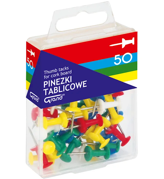 Pinezki tablicowe GRAND 50 szt. plastikowe opak.
