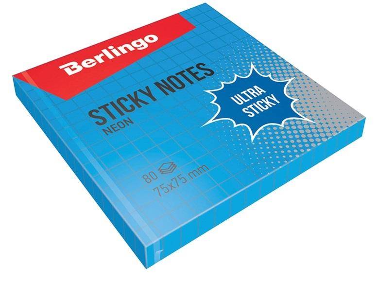 Notes samoprzylepny Berlingo neon niebieski 80k 75mm x 75mm