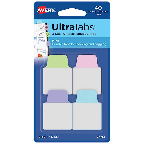 Zakładki indeksujące Avery ultra tabs 25,4x38,1mm mix kolor 40 sztuk 74759 