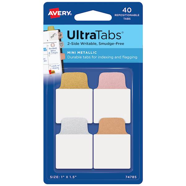 Zakładki indeksujące Avery ultra tabs 25,4x38,1mm mix kolor 40 sztuk 74759 