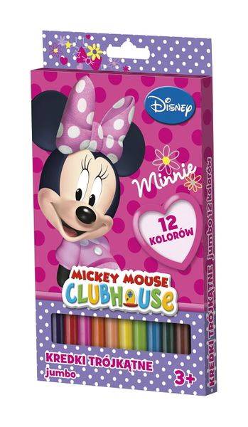 Kredki 12 kolorów trójkątne Jumbo Minnie Disney