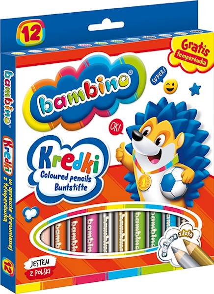 Kredki 12 ołówkowe Bambino Jambo drewno+temp. MJ5000249 grube