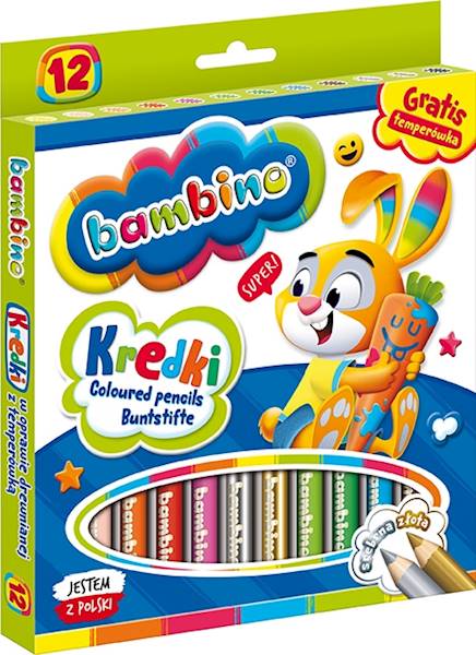 Kredki 12 ołówkowe Bambino Jambo drewno+temp. MJ5000249 grube