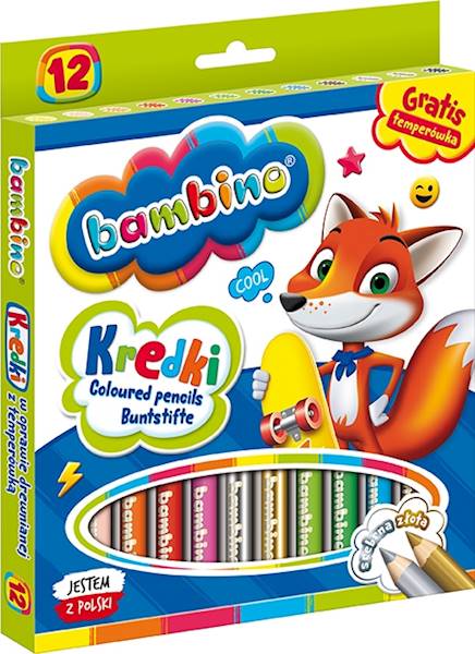 Kredki 12 ołówkowe Bambino Jambo drewno+temp. MJ5000249 grube