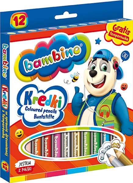 Kredki 12 ołówkowe Bambino Jambo drewno+temp. MJ5000249 grube