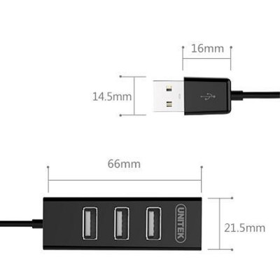 Unitek Y-2140 hub 4x USB 2.0 mini czarny