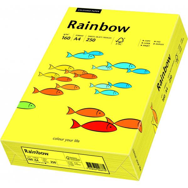 Papier A4 /160g 250szt żółty Rainbow 1szt
