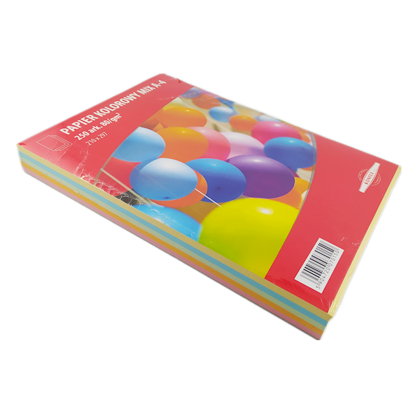 Papier kolorowy MIX A4-250 ARKUSZY 80g/m2