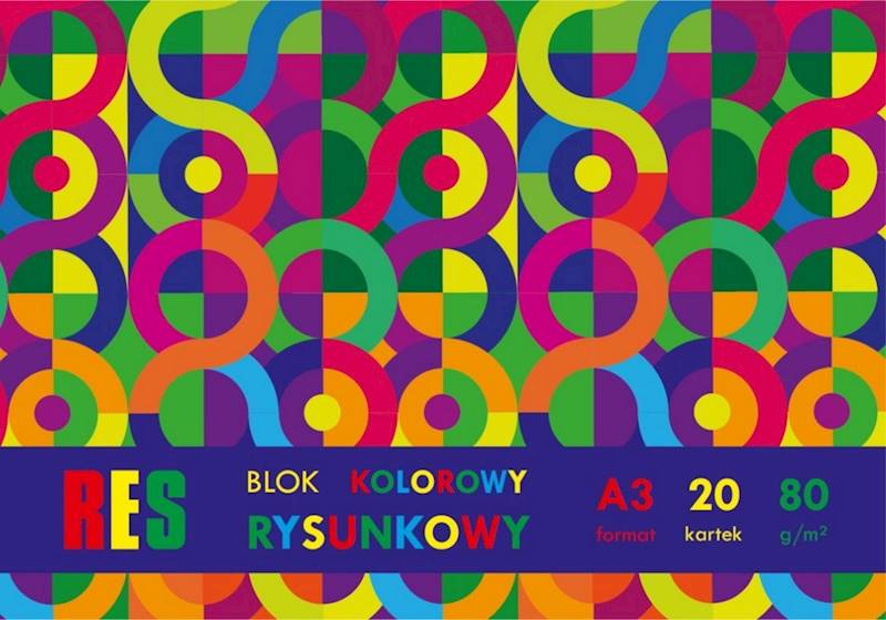Blok rysunkowy kolor A3/80 20 kartek RES