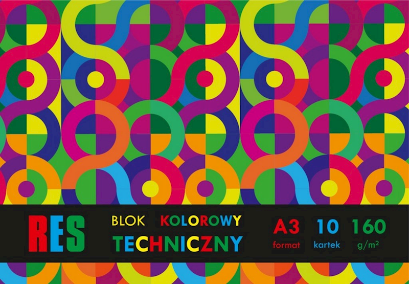 Blok techniczny kolor A3/160 10 kartek RES