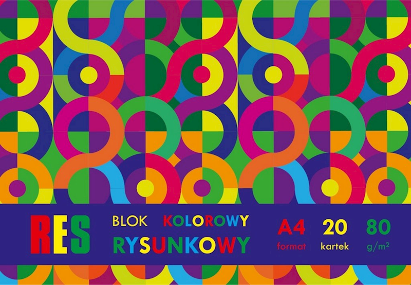 Blok rysunkowy kolor A4 80g/m2 RES 20 kartek
