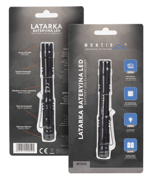 Latarka bateryjna 2xAAA LED aluminiowa 120lm Montis MT155 