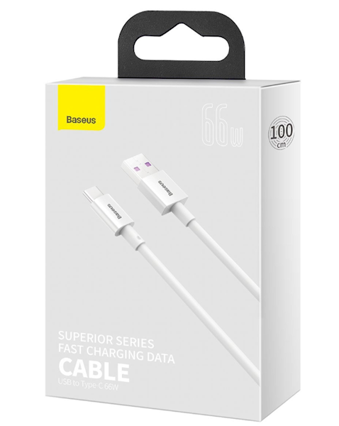 Kabel USB do USB-C 66W, 1m (biały Baseus Superior Series
