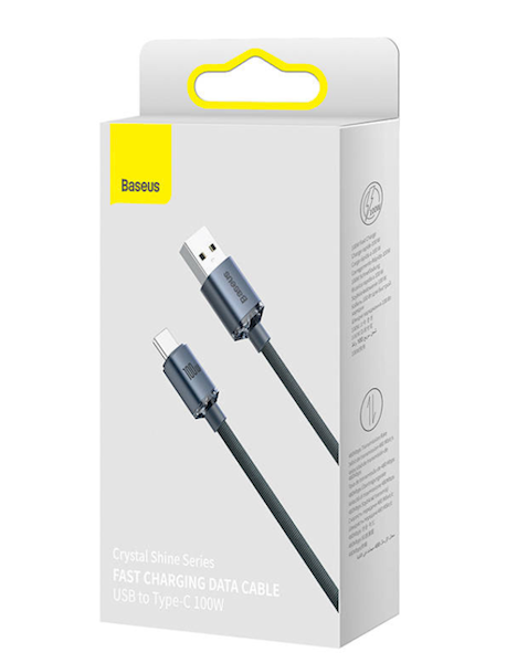 Kabel USB do USB-C 100W, 2m (czarny) Baseus Crystal Shine