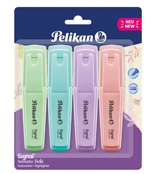 Zakreślacze Pelikan Signal Pastel – zestaw 4 szt.