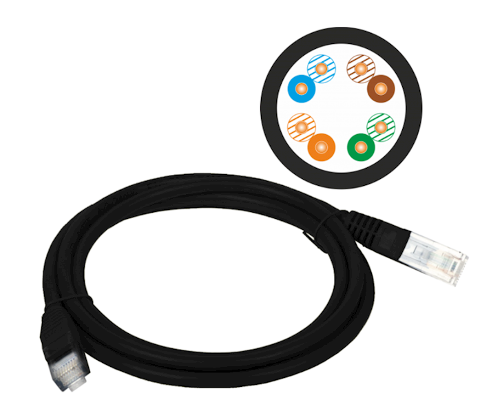 Kabel Patch-cord kat.5e U/UTP czarny 3m PVC