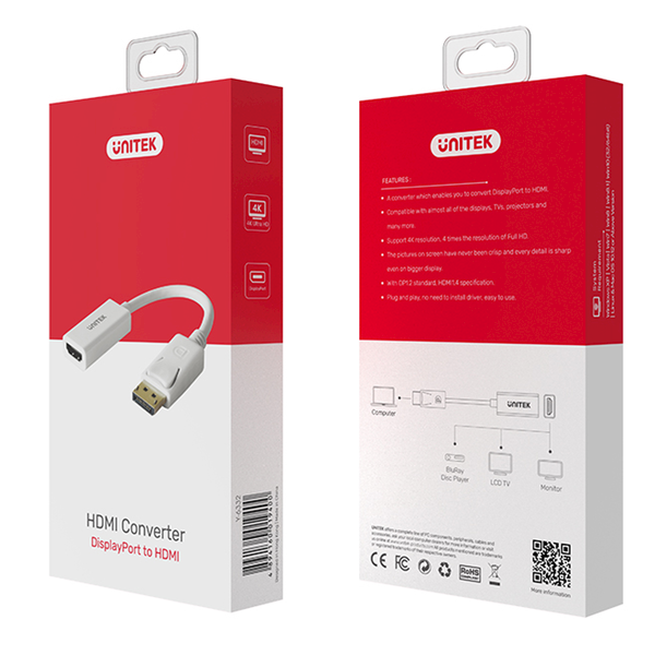 Unitek Y-6332 adapter DisplayPort - HDMI 4K