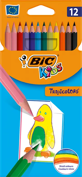 Kredki Kids Tropicolors Ołówkowe 12szt BIC