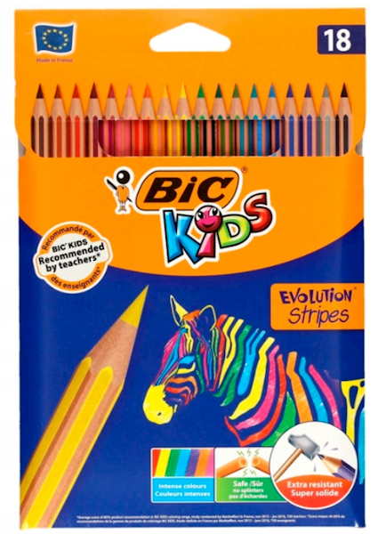 Kredki BIC Kids Eco Evolution Stripes 18 Kolorów