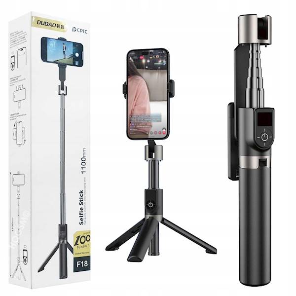 Selfie stick / kijek teleskopowy ze statywem Dudao F18B - czarny