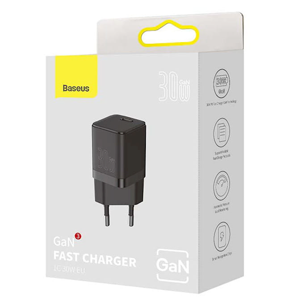 Ładowarka sieciowa Baseus GaN3 USB-C 30W Czarna 