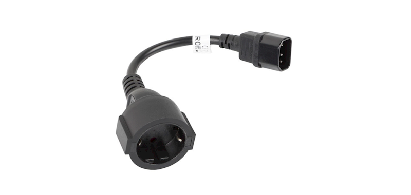 LANBERG PRZEDŁUŻACZ KABLA ZASILAJĄCEGO IEC 320 C14 -> SCHUKO(F), 20CM