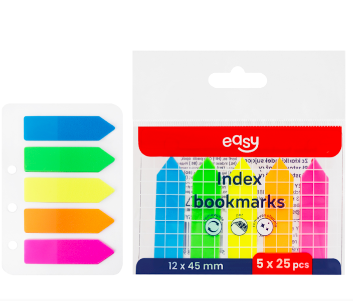 Zakładki indeksujące 5 kol 45x12 Easy neon foli