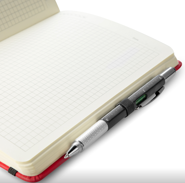 Notes A5 Easy czerwony 144 strony w kratkę, twarda okładka, wstążka i gumka