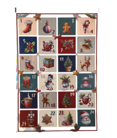 Torebka celofan 25x40 XMAS Mery Christmas/kalendarz 24-1szt