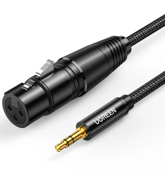 Kabel audio 3.5mm mini jack (męski) - XLR (żeński) 1m czarny (AV182)